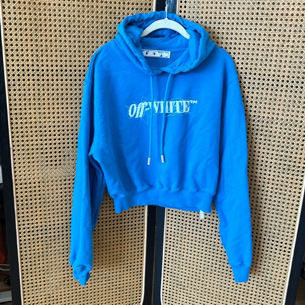 Off-white blue cropped hoodie